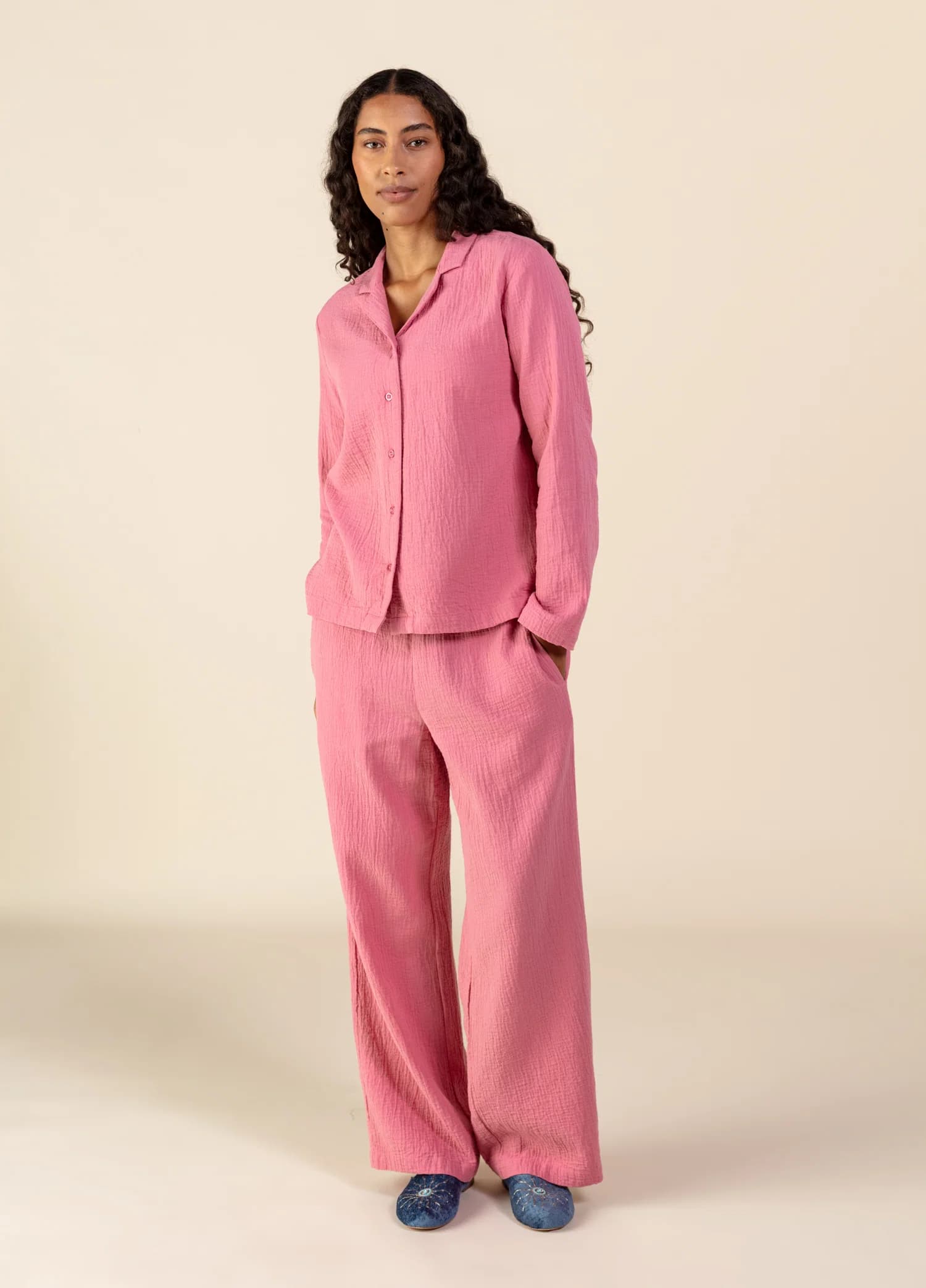 Hazel Pysjamasbukser i beek wave - Rosa 1 - Indiska