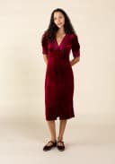 ZUMI LACE VELOUR DRESS - RED