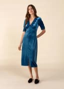ZUMI LACE VELOUR DRESS - BLUE
