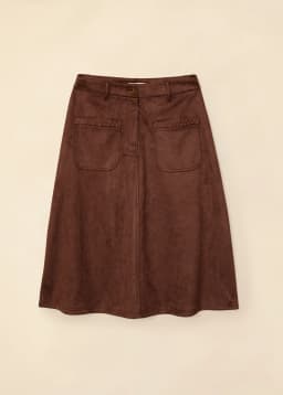 BRAID SUEDE SKIRT - BROWN