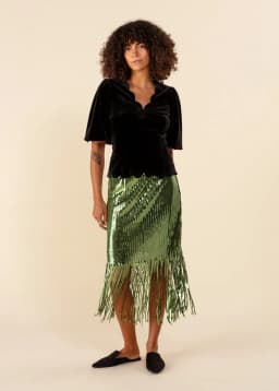 CASSANDRA SEQUIN SKIRT - GREEN