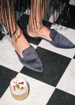 Zafi Satin Mule - BLACK
