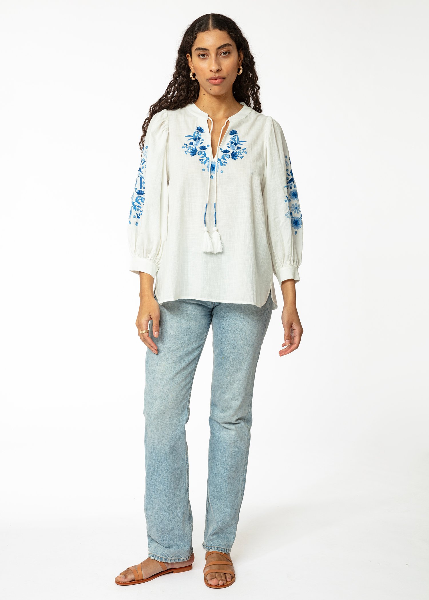 Embroidered puff sleeve blouse thumbnail 2