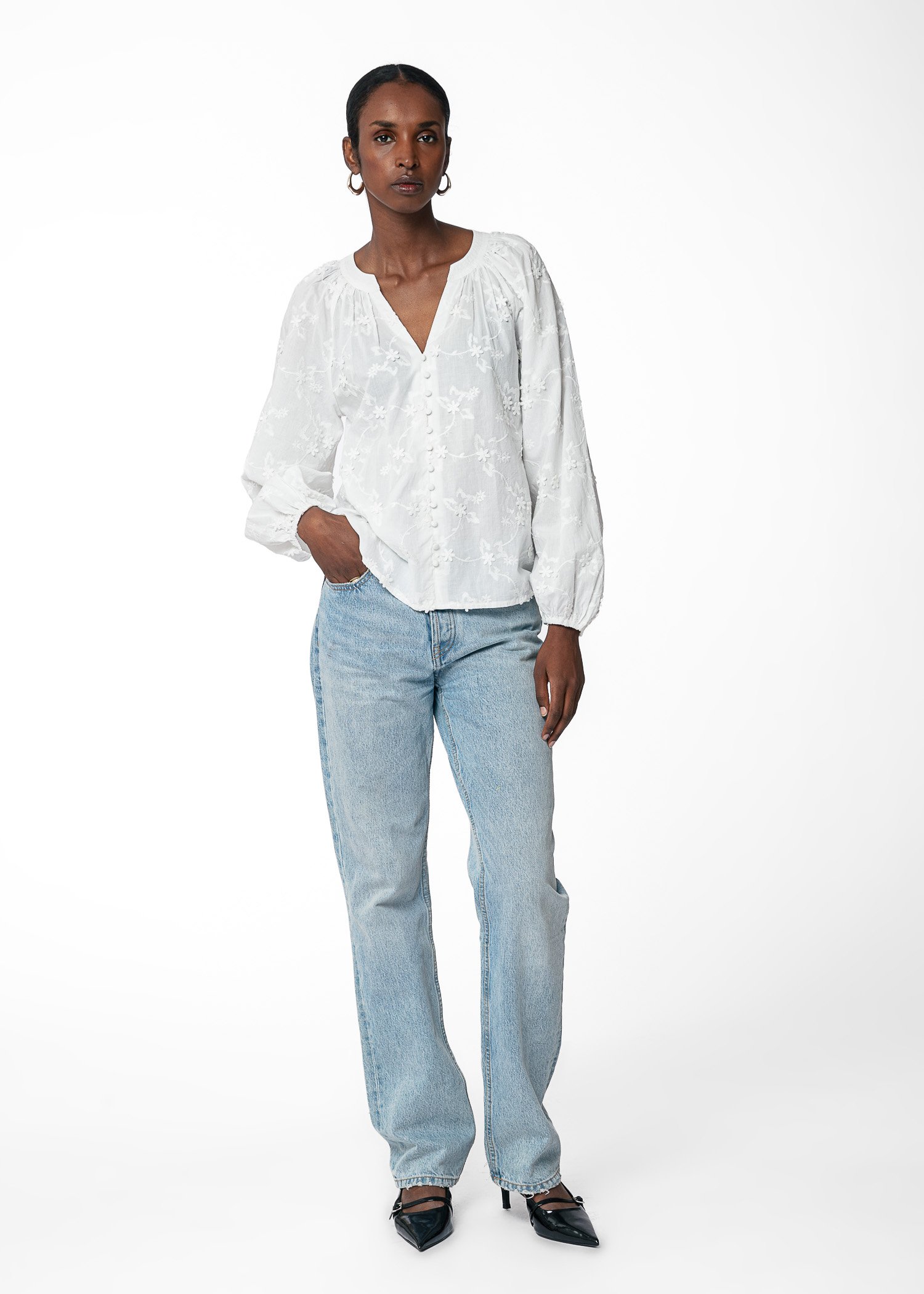 Embroidered cotton blouse thumbnail 3