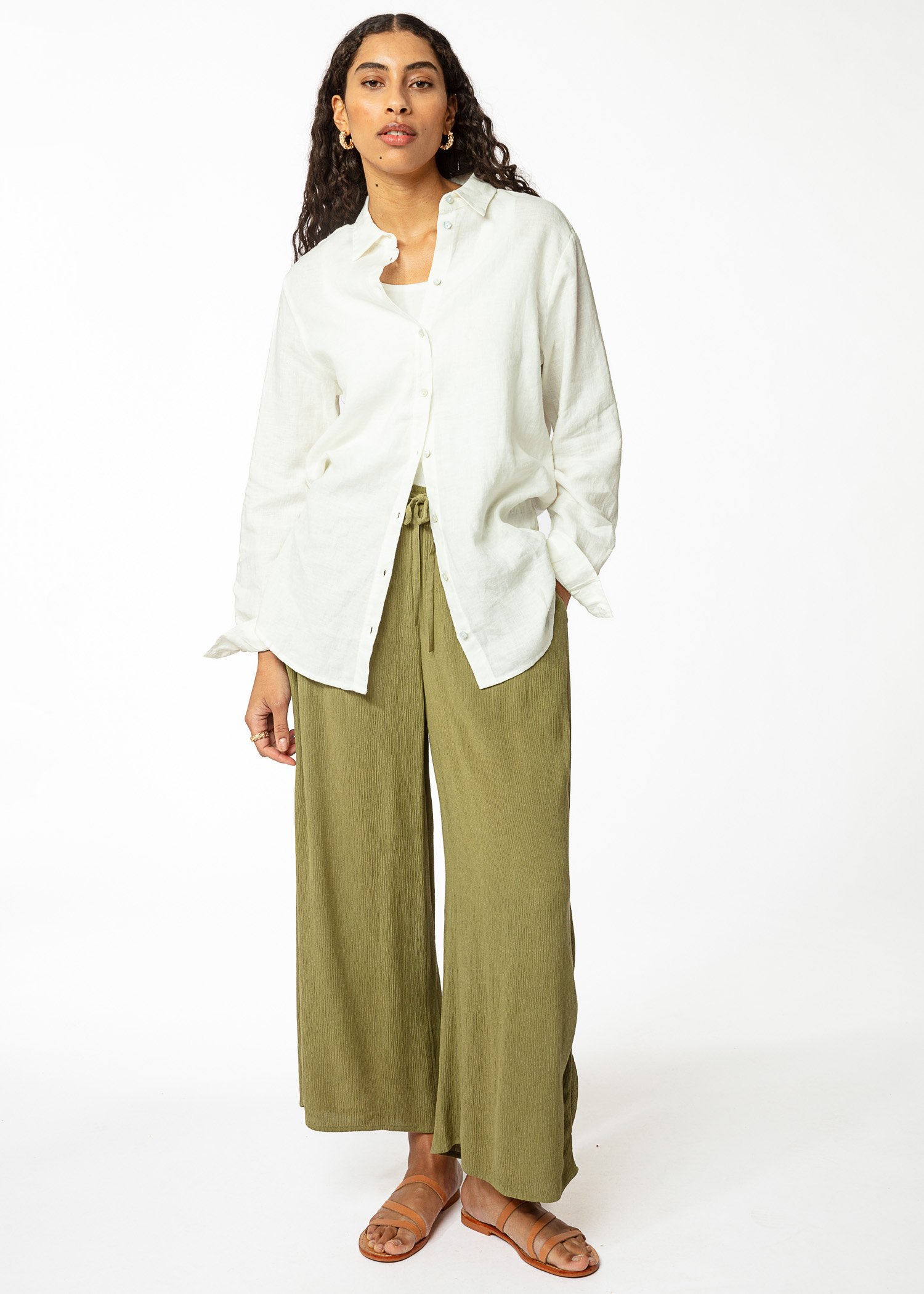 Green wide ankle pants thumbnail 0