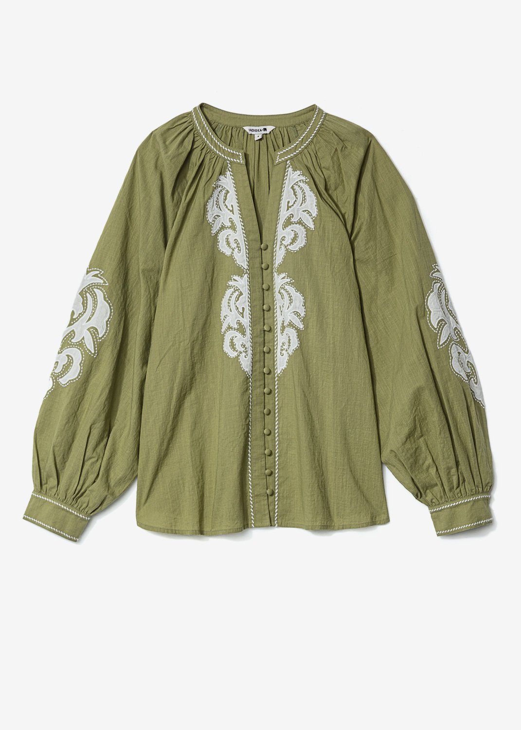 Green embroidered blouse thumbnail 7