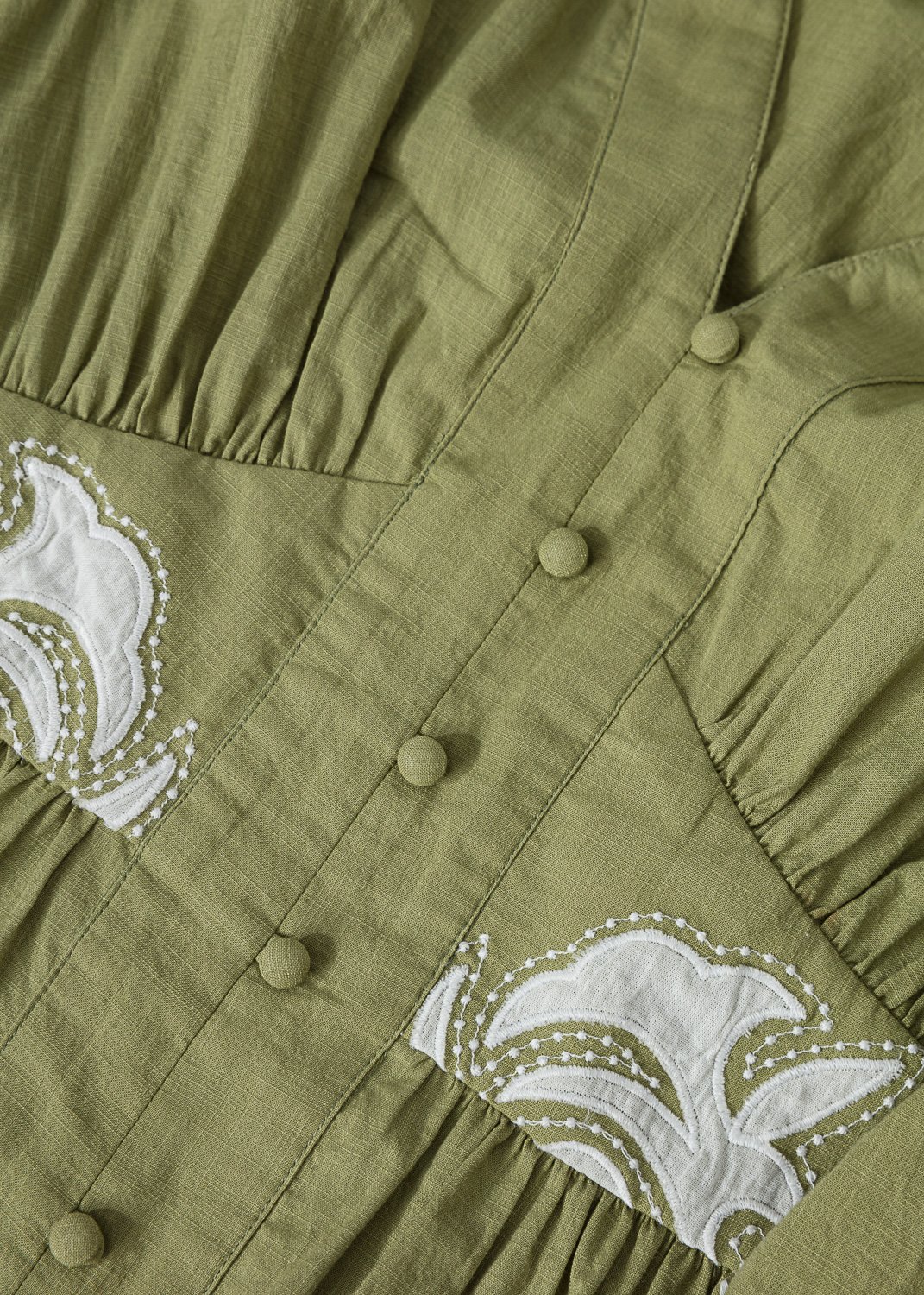 Green embroidered long dress thumbnail 6