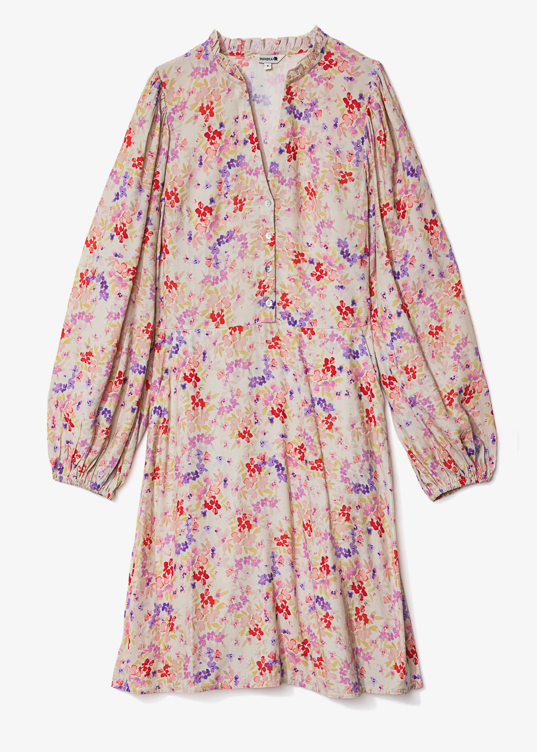 Short floral puff sleeve dress thumbnail 4