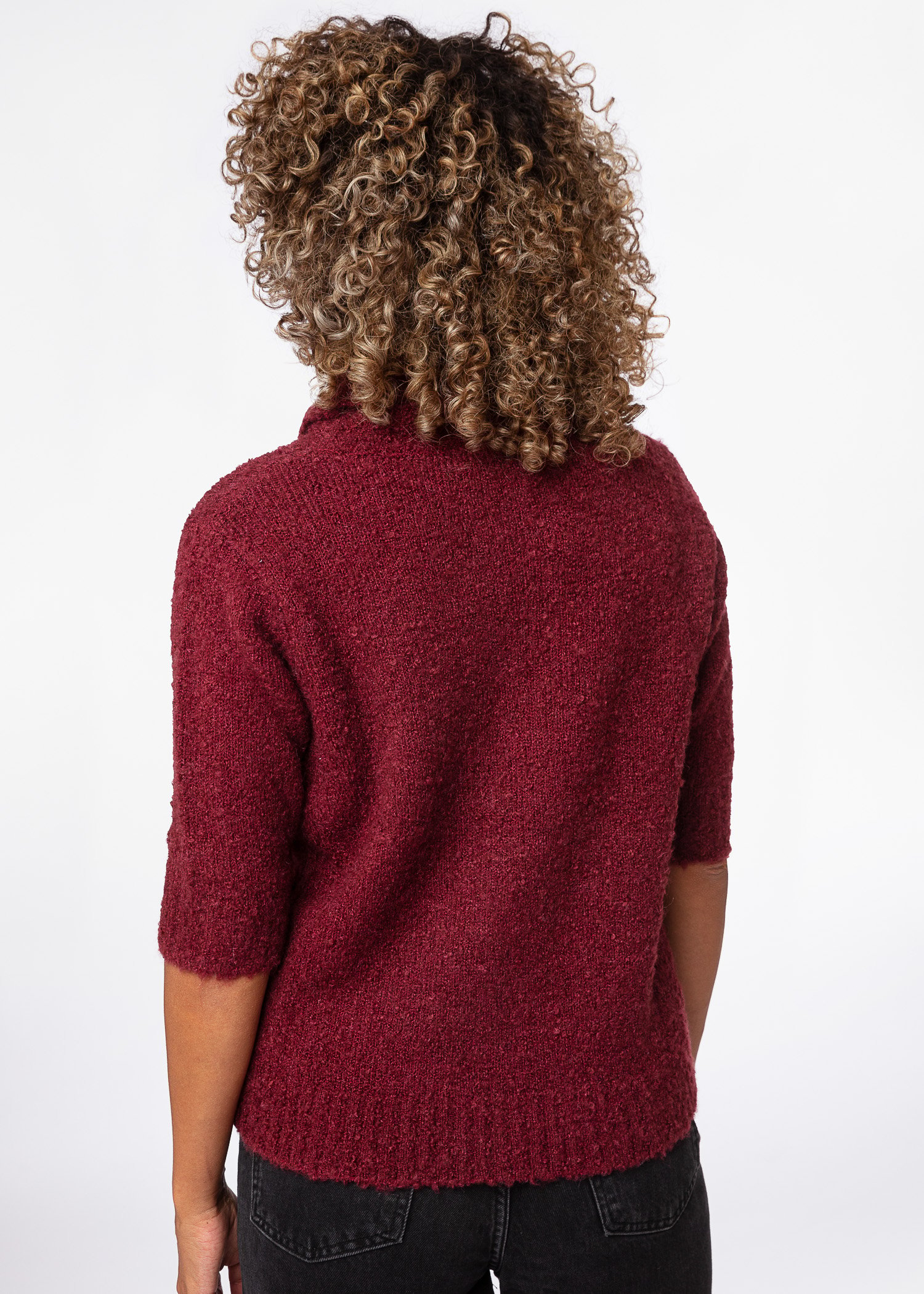 Red knitted top with collar thumbnail 2