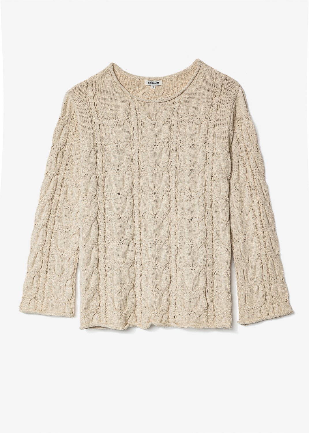 Beige cable knit sweater thumbnail 6