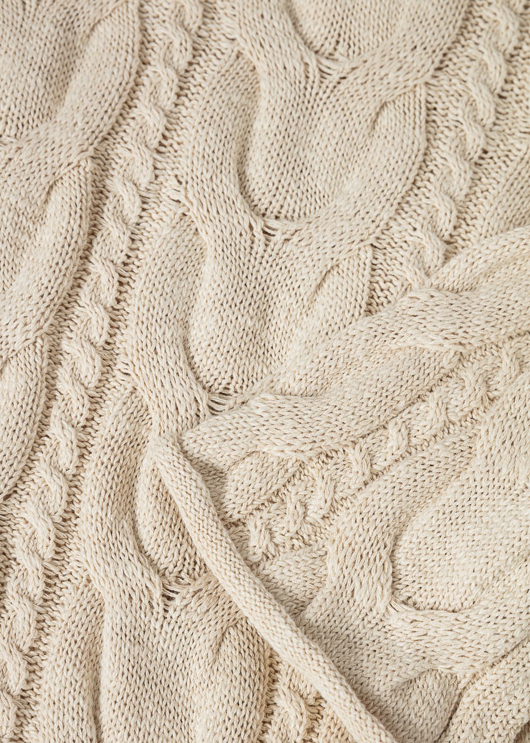 Beige cable knit sweater thumbnail 7