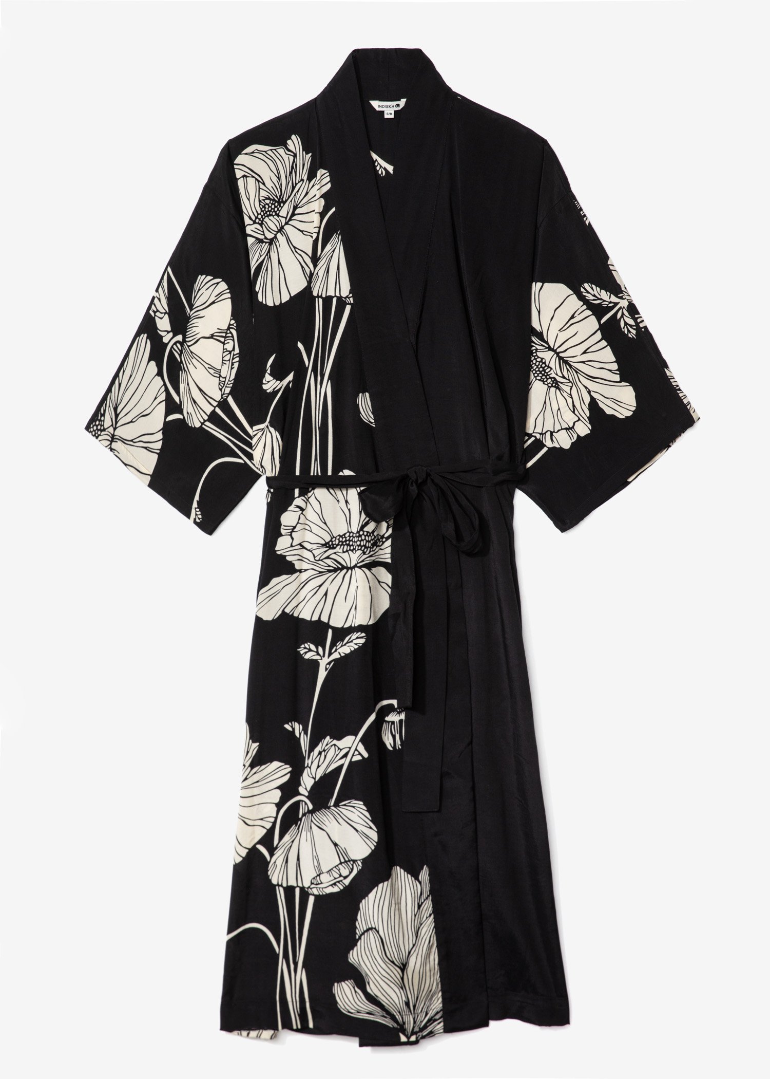 Black satin kimono thumbnail 5