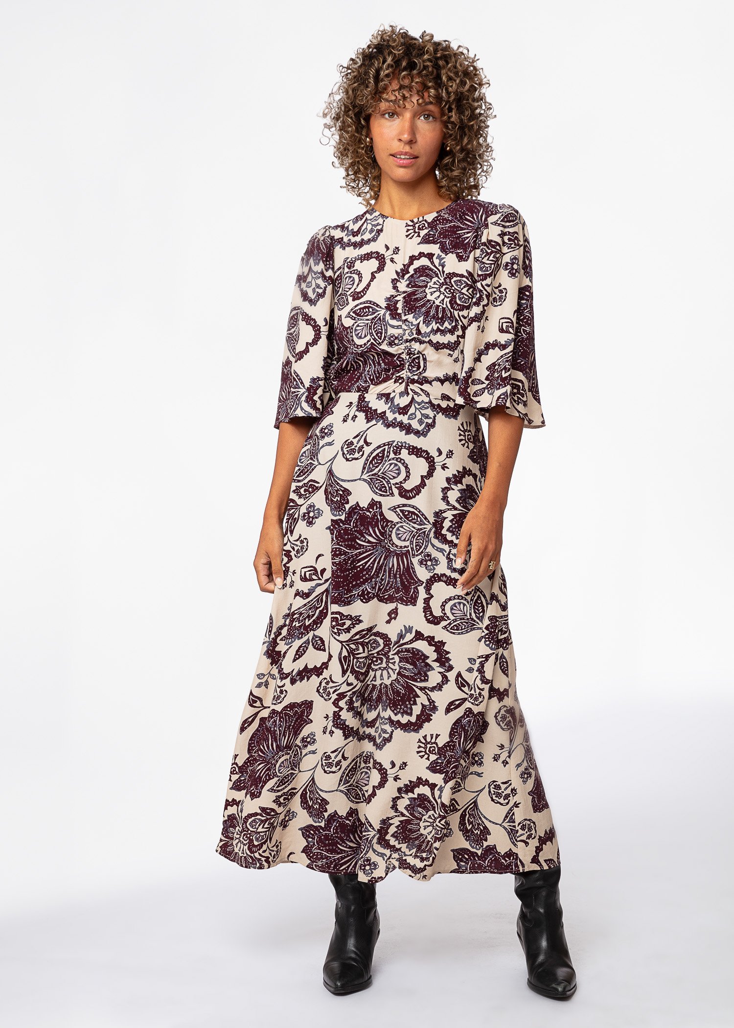 Paisleypatterned long dress thumbnail 1