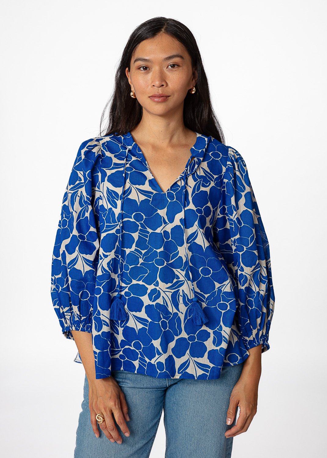 Blue cotton blouse