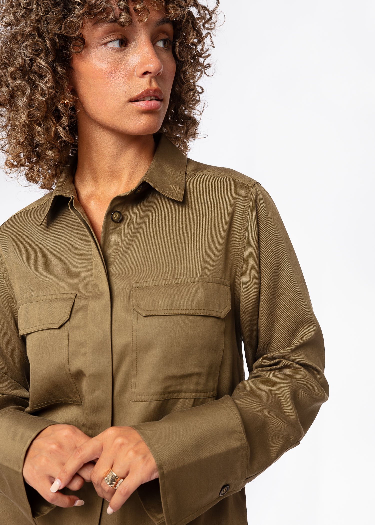 Green modal tencel shirt thumbnail 1