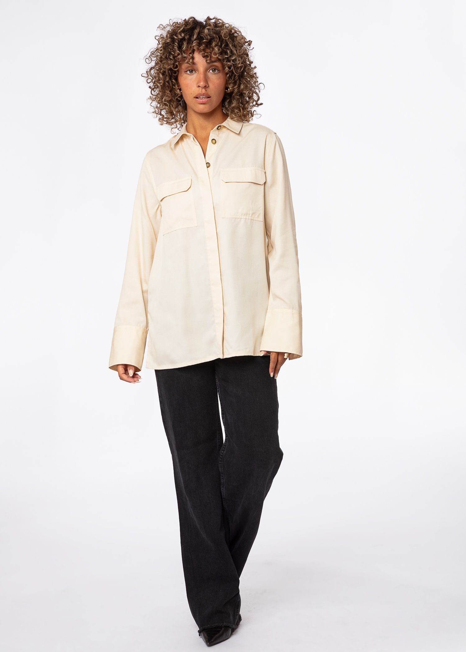 Beige modal tencel shirt thumbnail 8