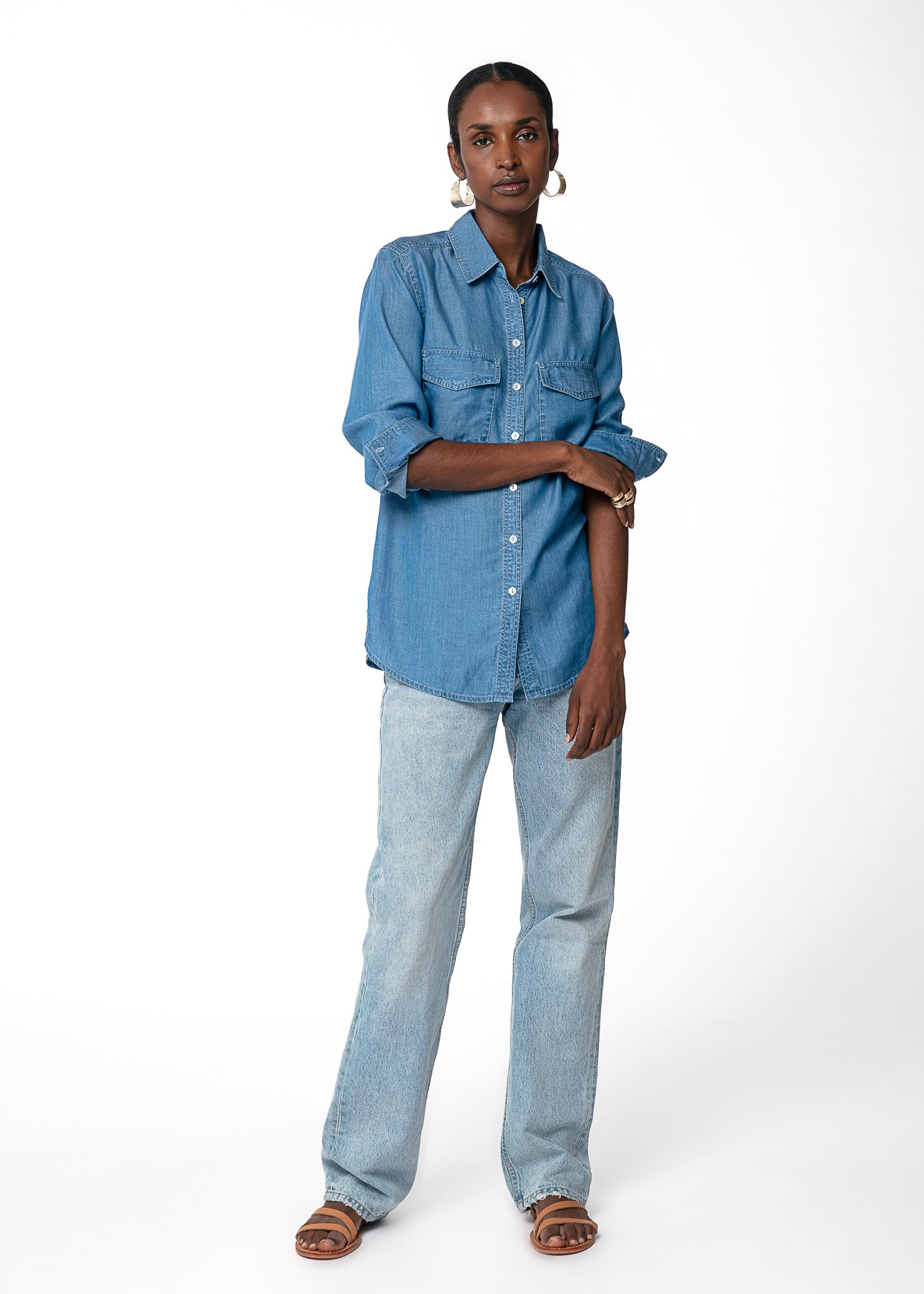 Blue shirt in tencel lyocell thumbnail 1