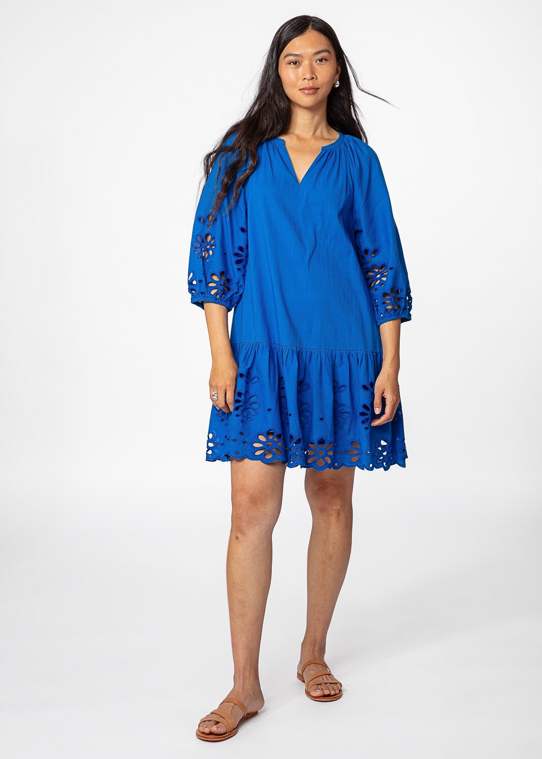 Blue broderie anglaise dress thumbnail 0