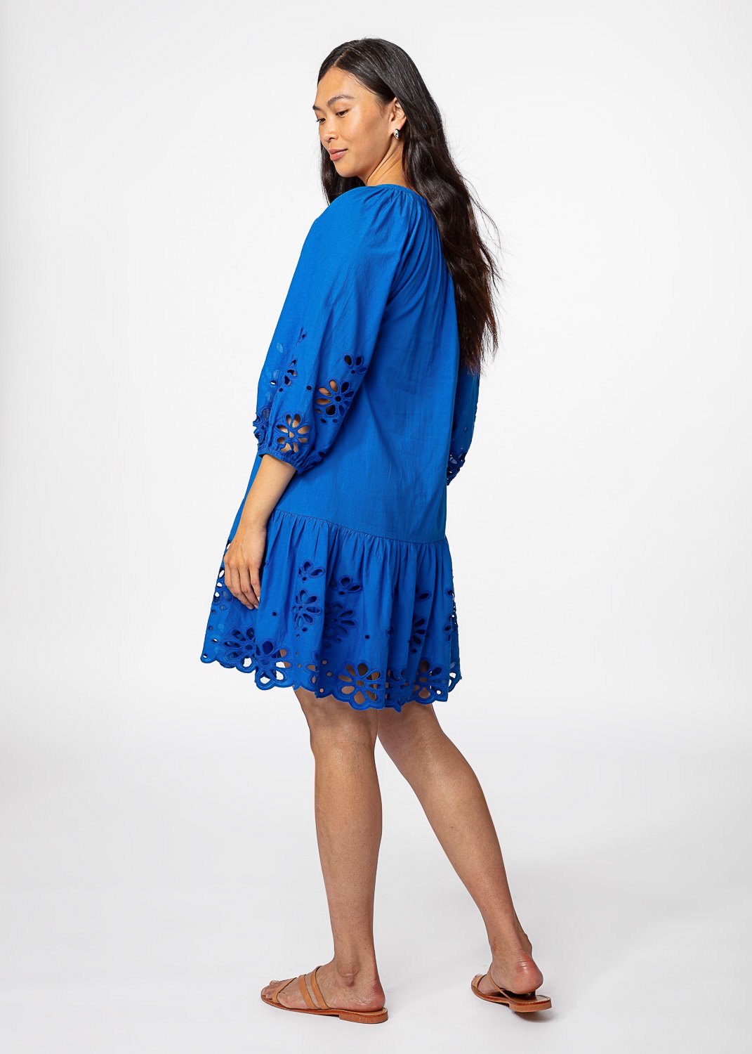 Blue broderie anglaise dress thumbnail 2