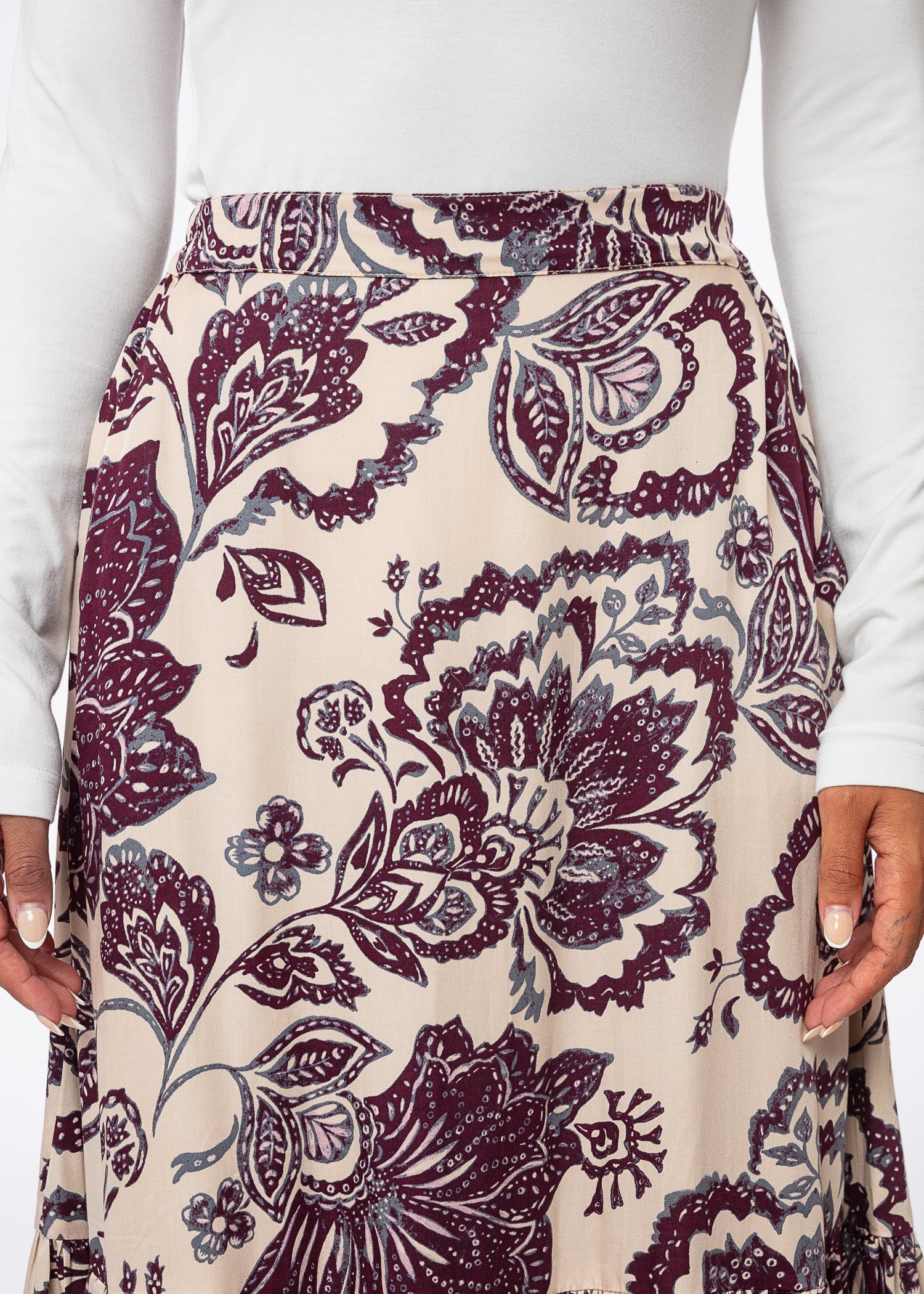 Paisley patterned wine red skirt thumbnail 3