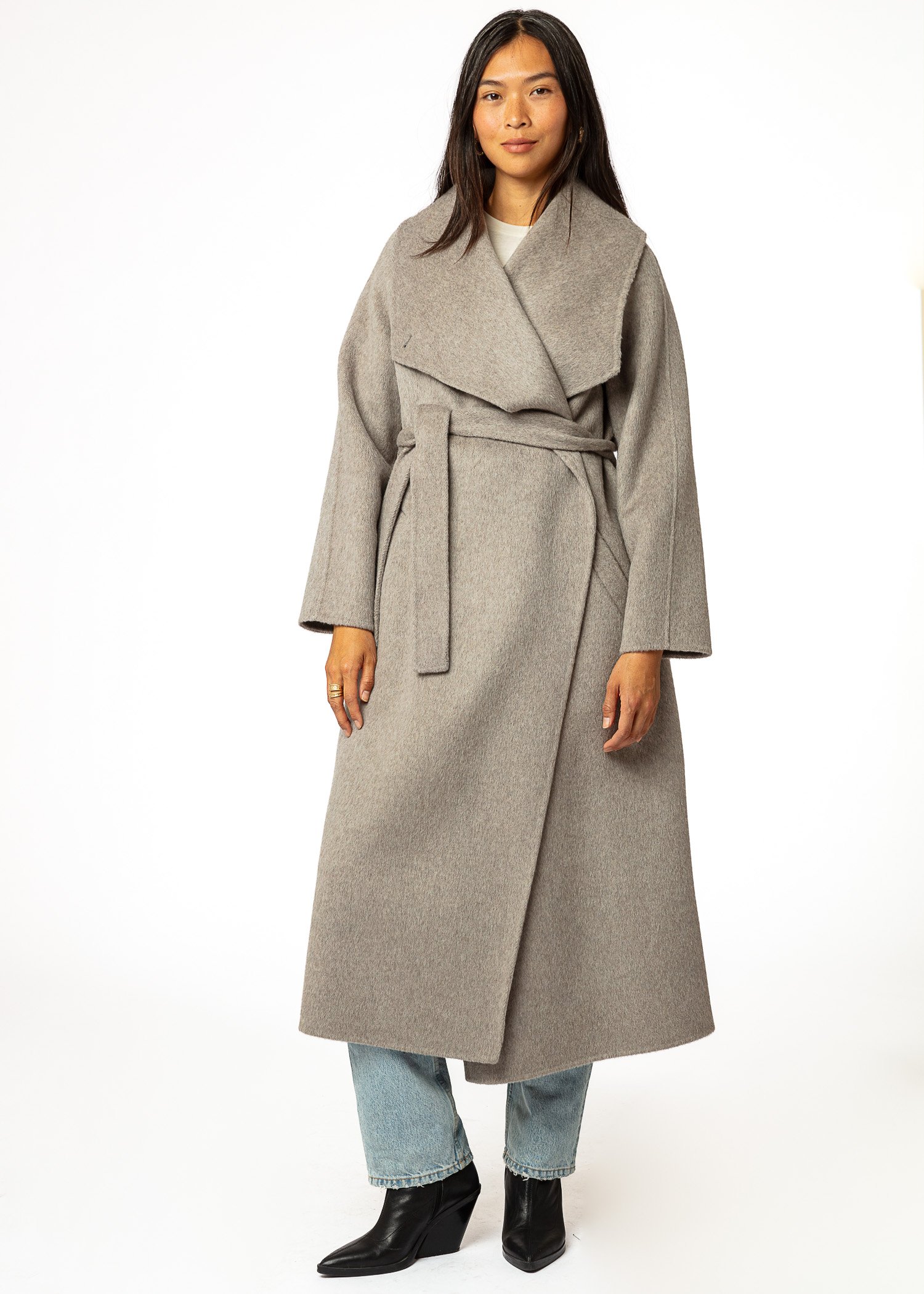 Grey long wool coat