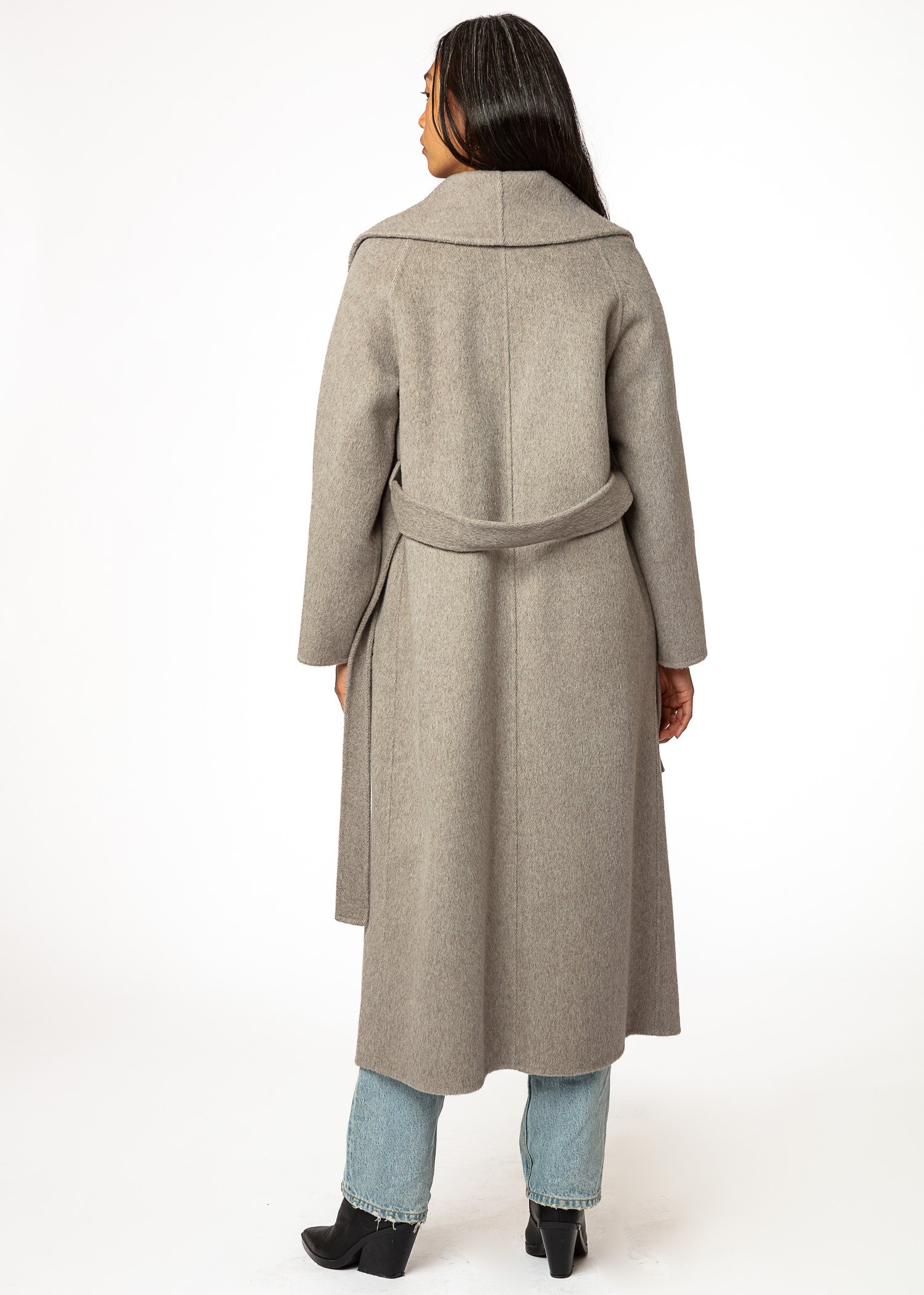 Grey long wool coat thumbnail 4