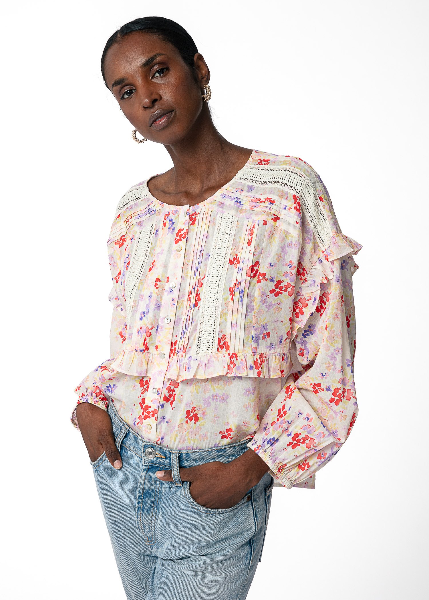 Patterned cotton blouse